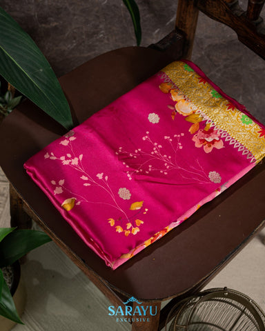 Pink Shade Color Statement Designer Banarasi Mashru Designer Digital Silks