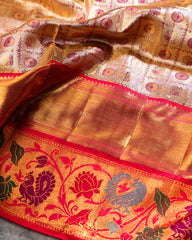 Sandlewood and Red CombinationExclusive Pure Kanchi Silk