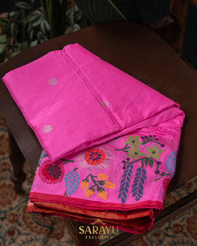 Rani Pink and red Silk By Silk Pure Kota Paithani