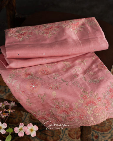 Pink Color Pure Tussar Silk
