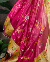 Pink Shade Color Statement Designer Banarasi Mashru Designer Digital Silks
