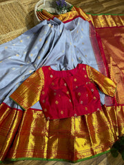 Gadwal Pattu in Blue and Red Combination