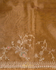 Exclusive Brown All over Hand-worked Pure Organza Saree