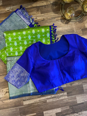 Parrot Green and Blue Venkatgiri Silk