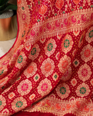 Pink and Red Combination Pure Banarasi Georgette