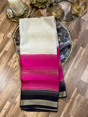 Half white and Black Premium Mysore Silk