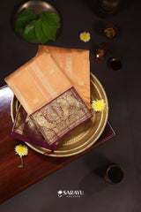 Kora Kanjivaram Silk Saree Yellow Magenta Gold Zari