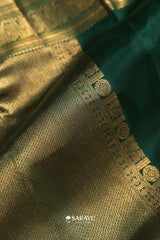 Kora Kanjivaram Silk Saree Peach Pink Green Gold Zari