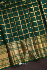 Kora Kanjivaram Silk Saree Peach Pink Green Gold Zari