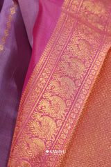 Lavender Pink Kora Kanjivaram Silk Saree Floral Zari