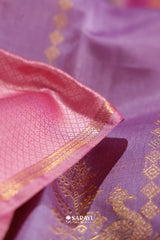 Lavender Pink Kora Kanjivaram Silk Saree Floral Zari