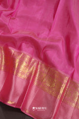 Lavender Pink Kora Kanjivaram Silk Saree Floral Zari