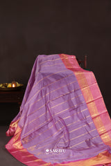 Lavender Pink Kora Kanjivaram Silk Saree Floral Zari