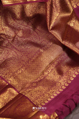 Kora Kanjivaram Silk Saree Yellow Magenta Gold Zari