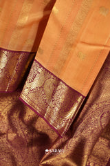 Kora Kanjivaram Silk Saree Yellow Magenta Gold Zari