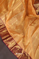 Kora Kanjivaram Silk Saree Yellow Magenta Gold Zari