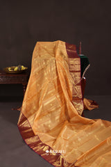 Kora Kanjivaram Silk Saree Yellow Magenta Gold Zari