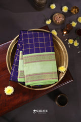 Navy Blue Parrot Green Kanchivaram Silk Saree Gold Zari