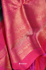 Teal Green Hot Pink Kanchivaram Silk Saree Gold Zari
