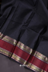 Multi Check Maroon Navy Kanchivaram Silk Saree Full Zari