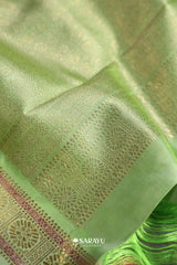 Navy Blue Parrot Green Kanchivaram Silk Saree Gold Zari