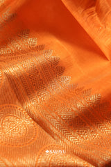 Purple Orange Kanchivaram Silk Saree Peacock Zari Butta