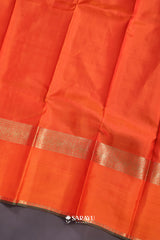 Rani Pink Orange Kanchivaram Silk Saree Yali Zari
