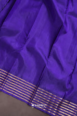 Coral Orange Royal Blue Kanchivaram Silk Saree Pure Zari