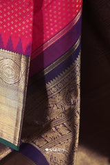 Rani Pink Royal Blue Kanchivaram Silk Saree Pure Zari