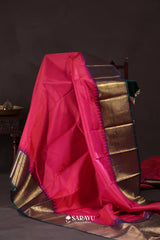 Rani Pink Royal Blue Kanchivaram Silk Saree Pure Zari