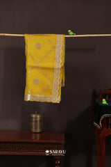 Sunshine Yellow Kora Banarasi Saree Zari Border