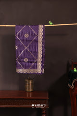 Purple Kora Banarasi Handwoven Saree with Zari Border