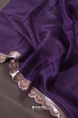 Purple Kora Banarasi Handwoven Saree with Zari Border