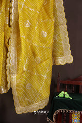 Sunshine Yellow Kora Banarasi Saree Zari Border