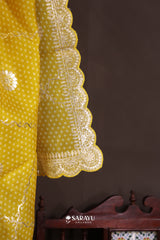 Sunshine Yellow Kora Banarasi Saree Zari Border