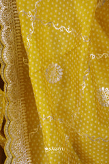 Sunshine Yellow Kora Banarasi Saree Zari Border