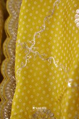Sunshine Yellow Kora Banarasi Saree Zari Border