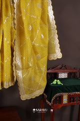 Sunshine Yellow Kora Banarasi Saree Zari Border