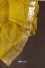 Sunshine Yellow Kora Banarasi Saree Zari Border