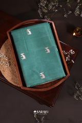 Emerald Green Banarasi Organza Saree Meenakari Border