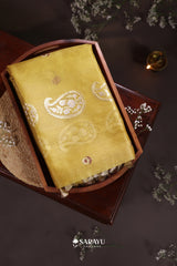 Mustard Banarasi Organza Saree Zari Buttas Pallu