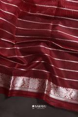Red Handwoven Banarasi Organza Saree with Silver Zari Floral Weaving