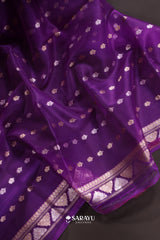 Hot Pink Banarasi Organza Saree with Zari Butta