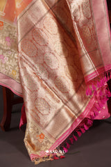 Rainbow Stripe Banarasi Organza Saree Meenakari Jaal Pallu