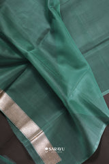 Emerald Green Banarasi Organza Saree Meenakari Border