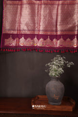 Magenta Banarasi Organza Saree Trellis Meenakari Jaal Border