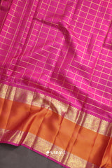 Lime Yellow Orange Kora Kanjivaram Silk Saree Silver Zari