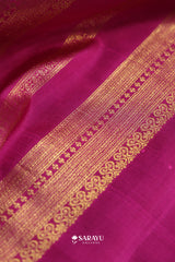 Lime Yellow Orange Kora Kanjivaram Silk Saree Silver Zari