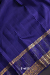 Pastel Check Navy Kanchivaram Silk Saree Gold Zari