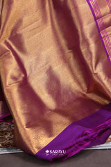 Rose Gold Purple Kora Kanjivaram Silk Saree Zari